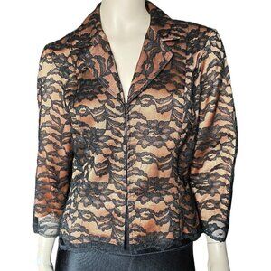 Joseph Ribkoff Black Lace Overlay Apricot Blazer Sz 14​​​​​​​